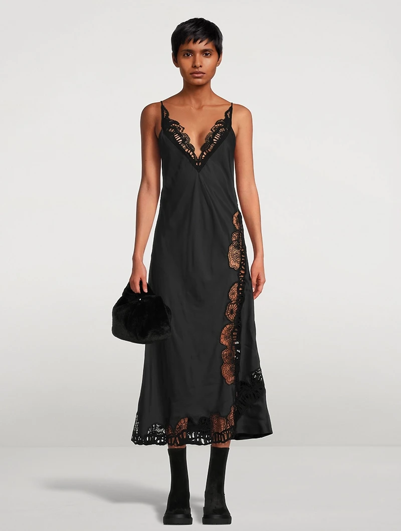 Lace-Trimmed Slip Dress
