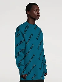 Wool Crewneck Sweater Logo Print