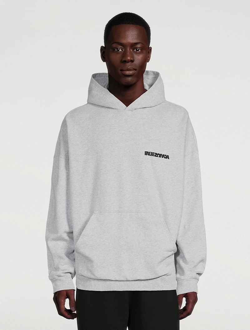 Medium Fleece Wide Hoodie With Turn Logo