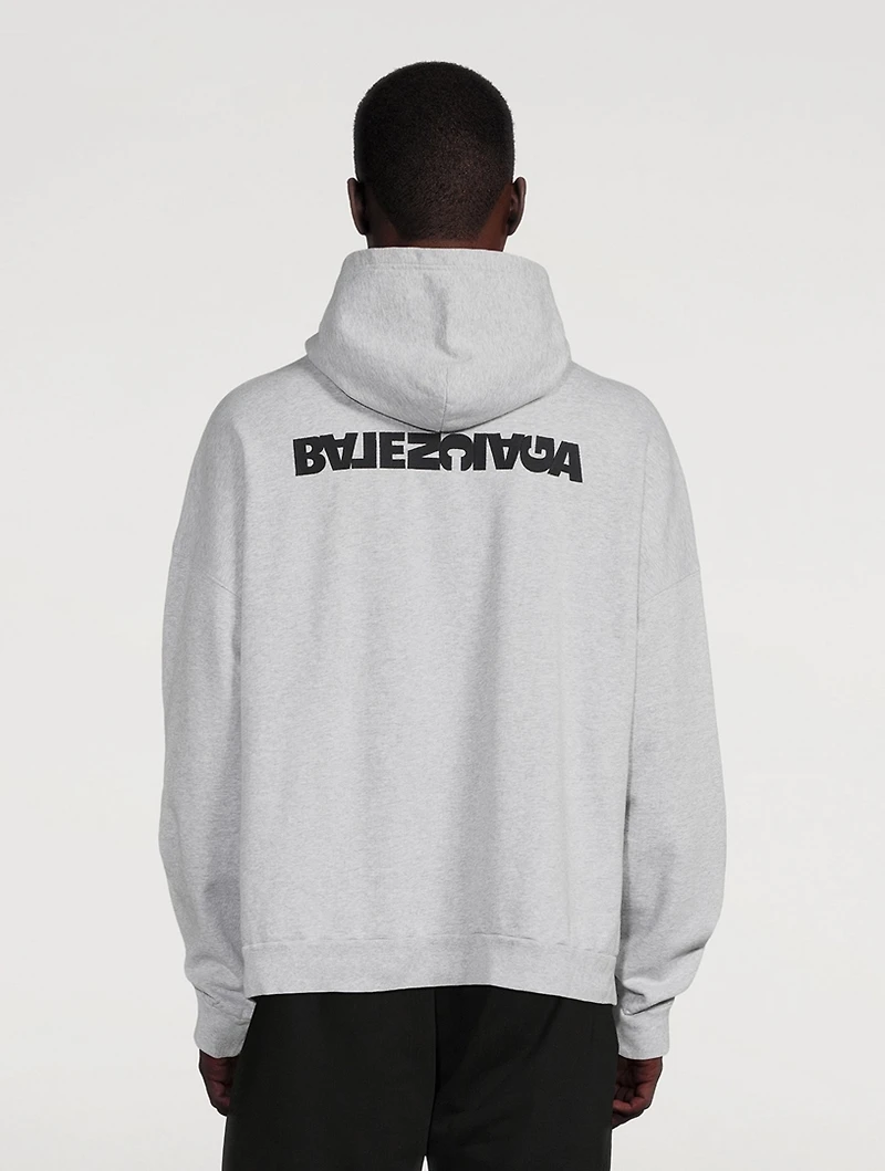 Medium Fleece Wide Hoodie With Turn Logo