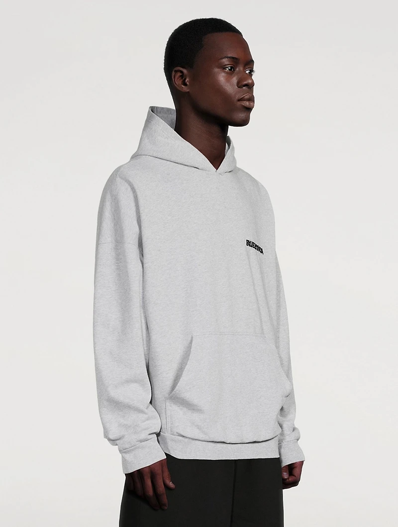 Medium Fleece Wide Hoodie With Turn Logo