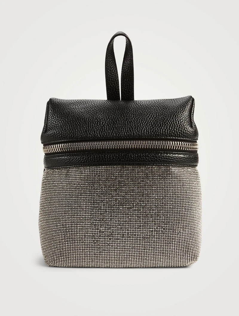 Small Crystal Mesh And Leather Backpack