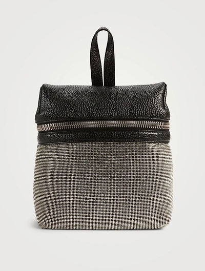Small Crystal Mesh And Leather Backpack