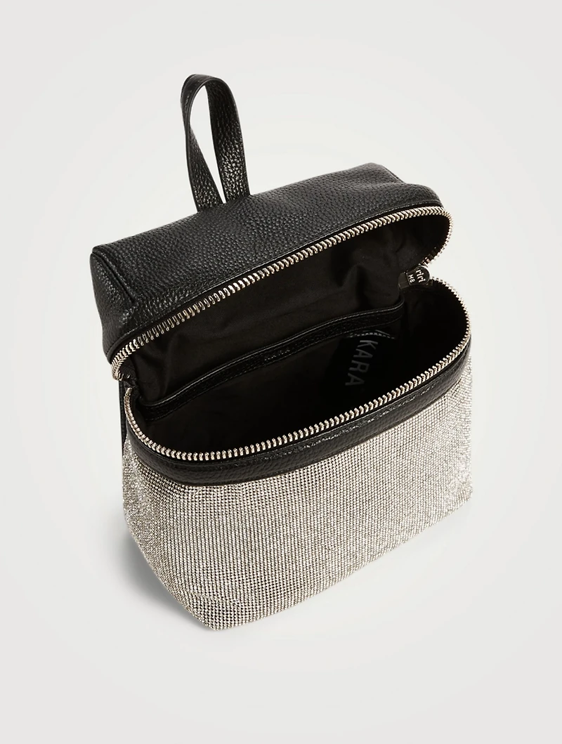 Small Crystal Mesh And Leather Backpack