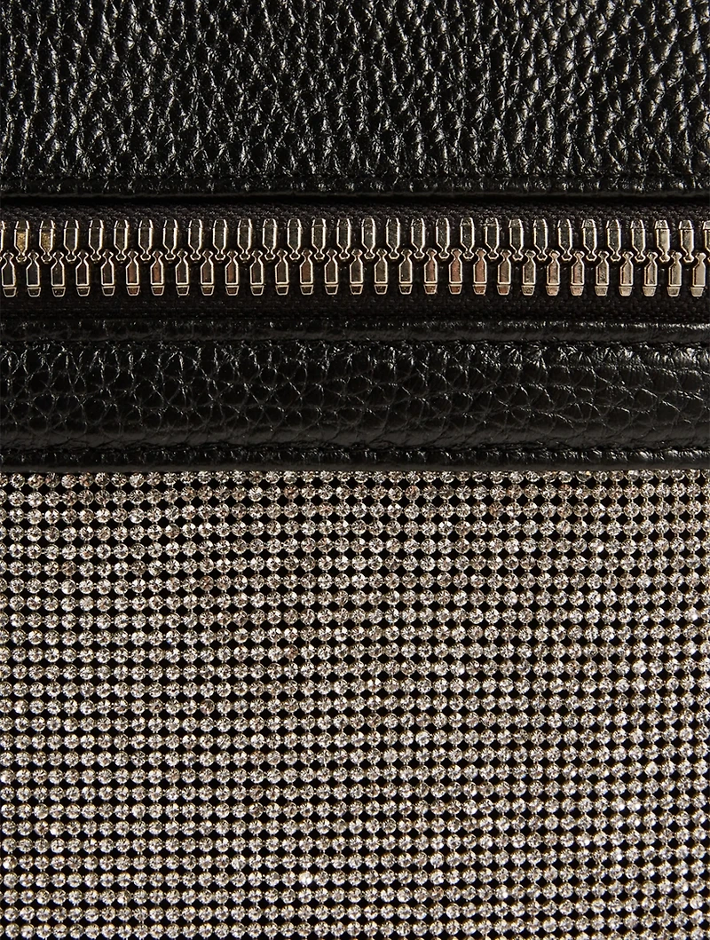 Small Crystal Mesh And Leather Backpack