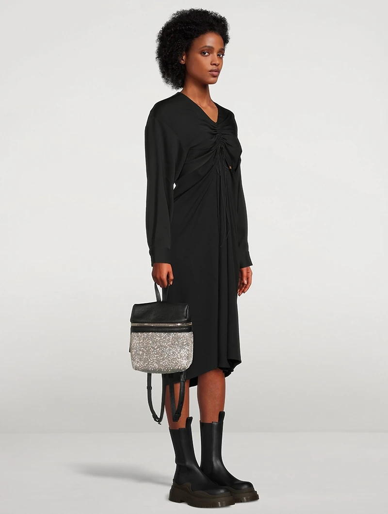 Small Crystal Mesh And Leather Backpack