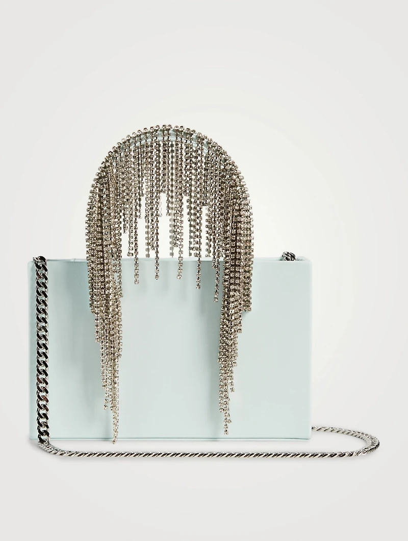 Midi Crystal Fringe Leather Tote Bag
