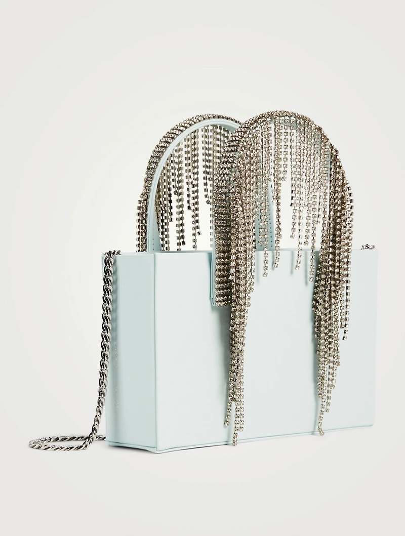 Midi Crystal Fringe Leather Tote Bag
