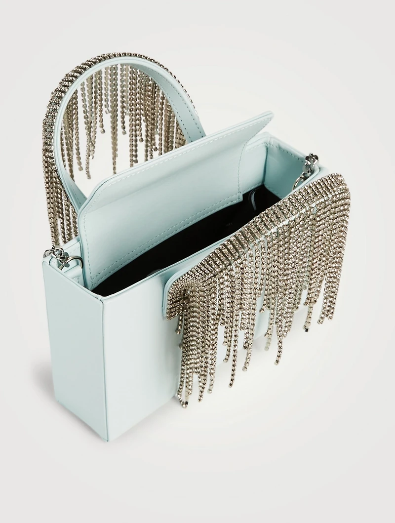 Midi Crystal Fringe Leather Tote Bag