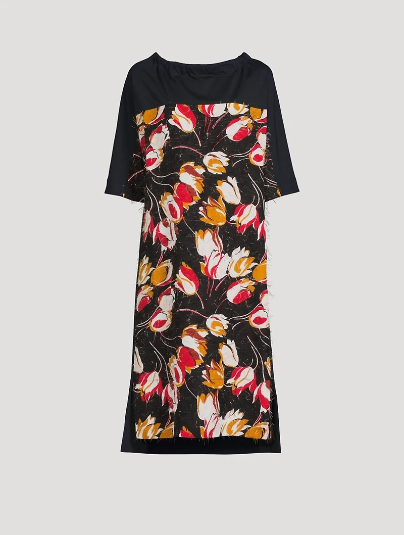 Organic Cotton Jersey Midi Dress With Bow