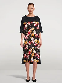 Organic Cotton Jersey Midi Dress With Bow