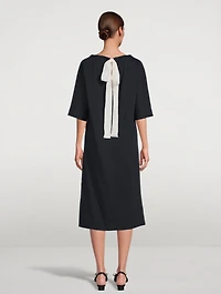 Organic Cotton Jersey Midi Dress With Bow