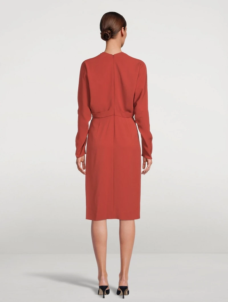 Stretch Cady Kimono-Sleeve Midi Dress