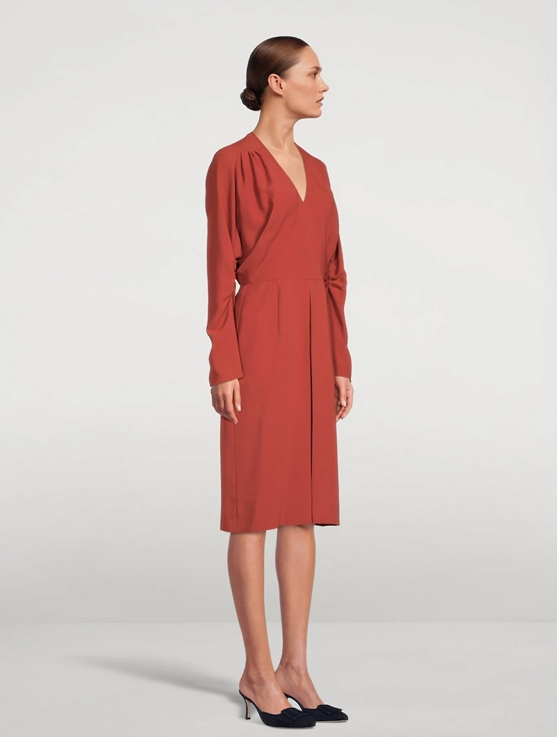 Stretch Cady Kimono-Sleeve Midi Dress