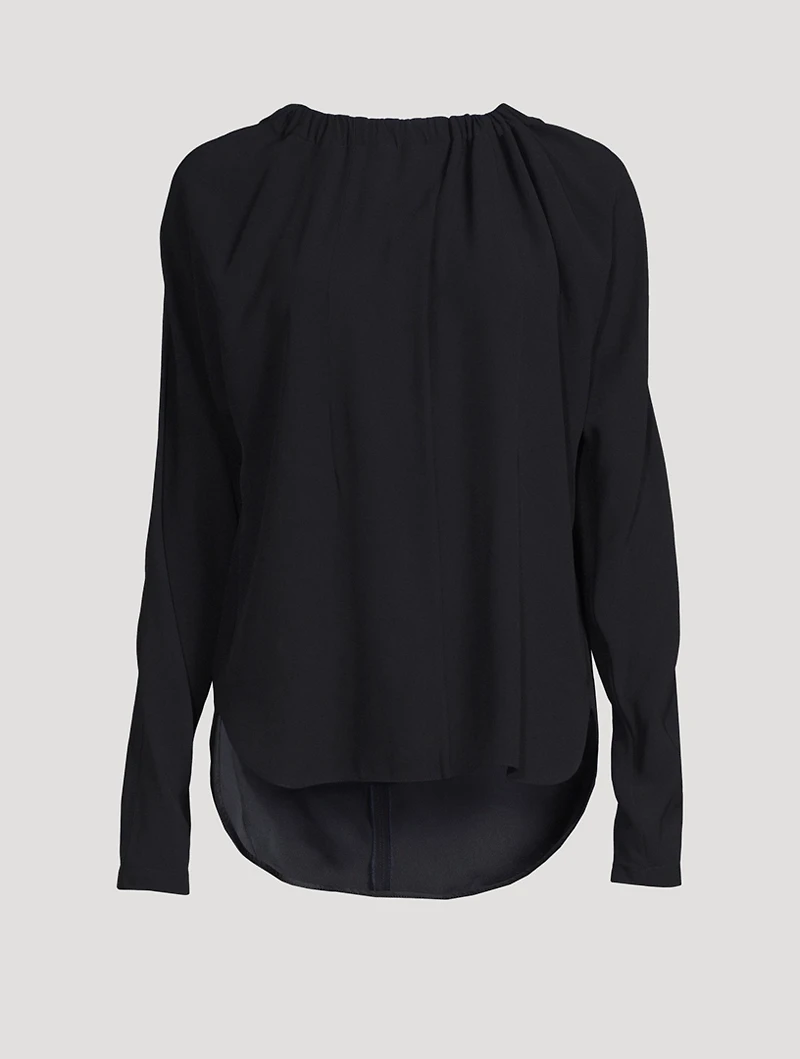 Asymmetrical Satin Shirt With Bow