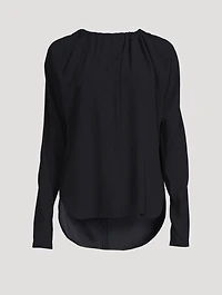 Asymmetrical Satin Shirt With Bow