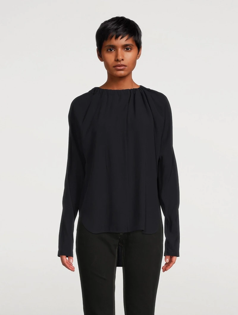Asymmetrical Satin Shirt With Bow