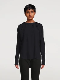 Asymmetrical Satin Shirt With Bow