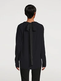 Asymmetrical Satin Shirt With Bow