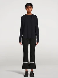 Asymmetrical Satin Shirt With Bow