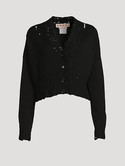 Twisted Cardigan With Logo Embroidery
