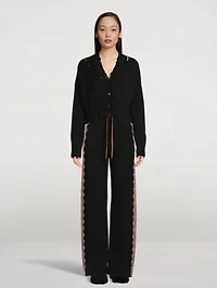 Twisted Cardigan With Logo Embroidery