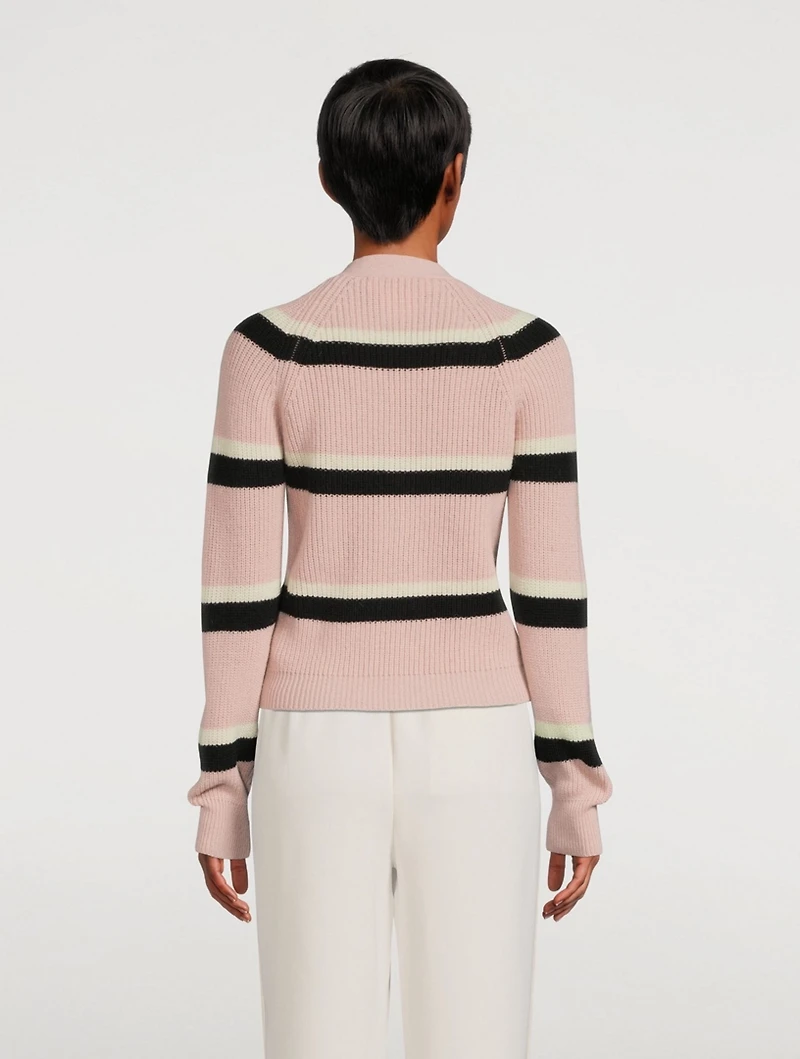 Wool Cardigan Striped Print