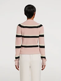 Wool Cardigan Striped Print