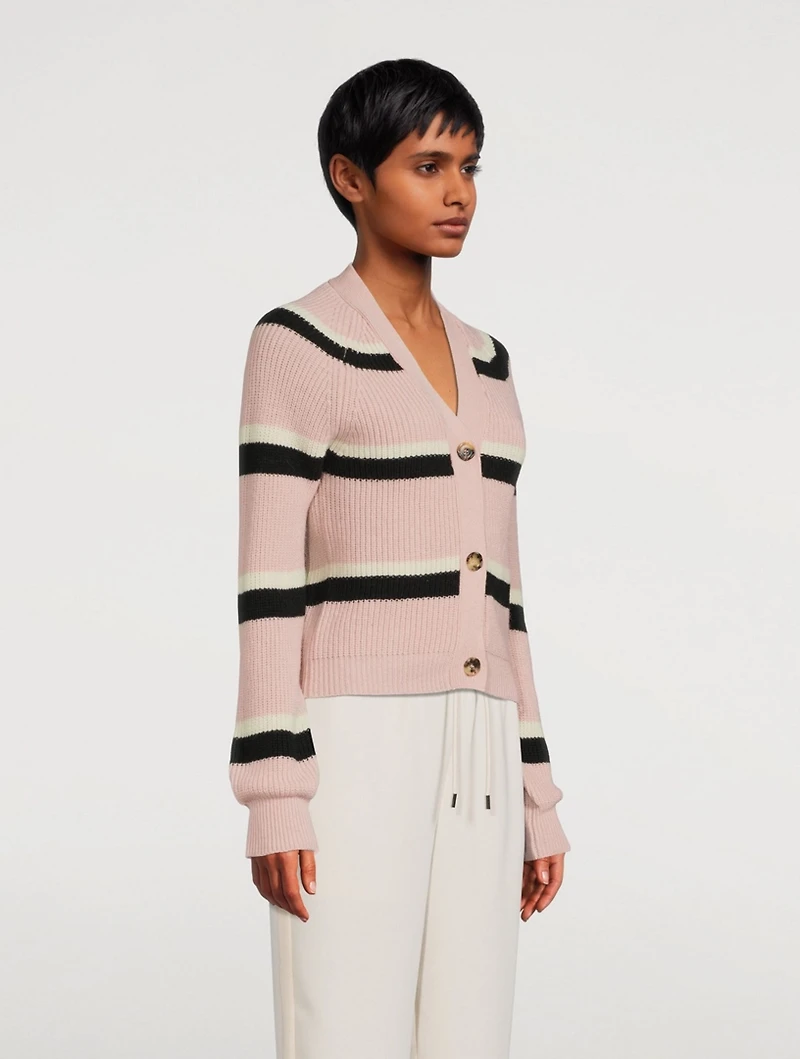 Wool Cardigan Striped Print
