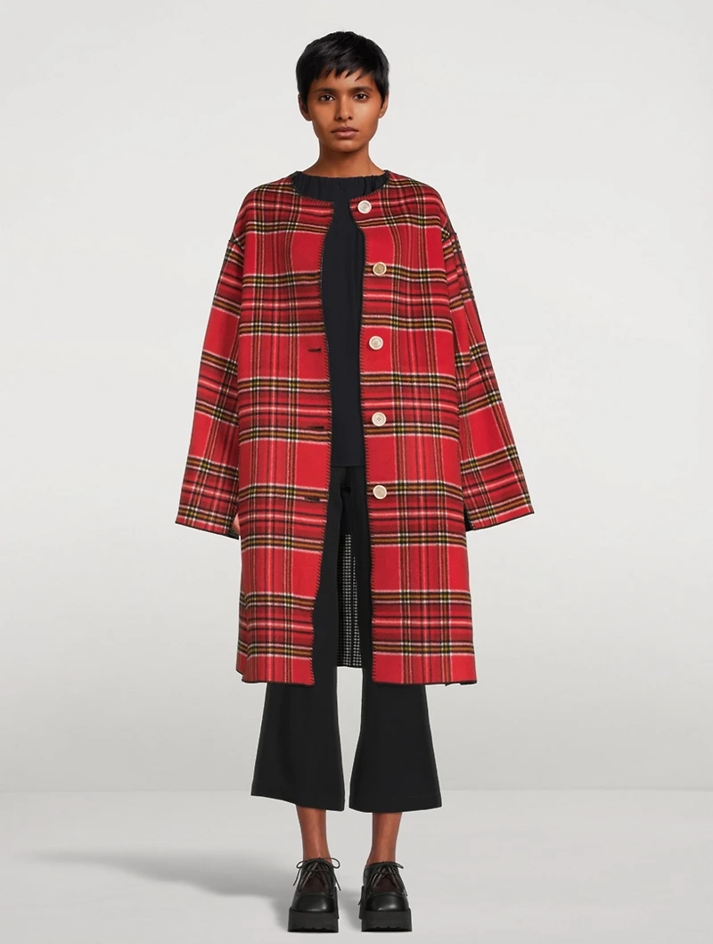 Wool-Blend Reversible Coat