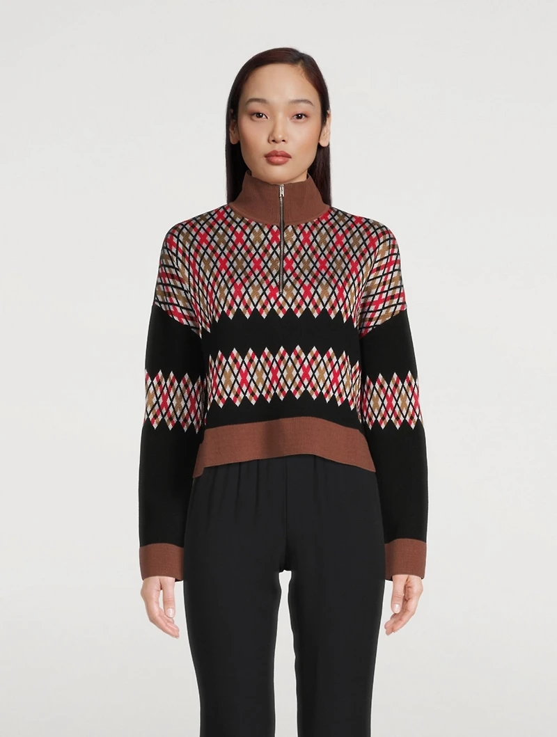 Jacquard Zip Sweater