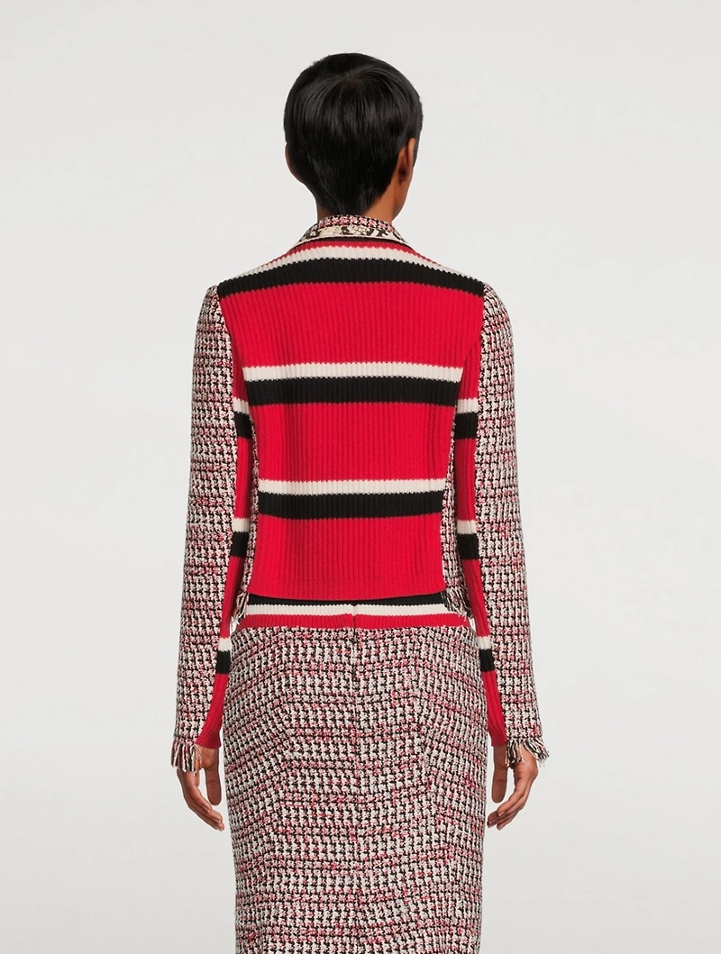 Tweed Jacket With Striped Back