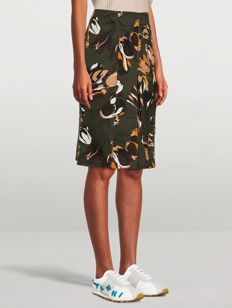 Cotton High-Waisted Printed Skirt