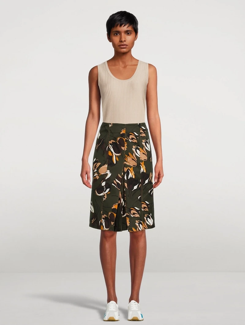 Cotton High-Waisted Printed Skirt