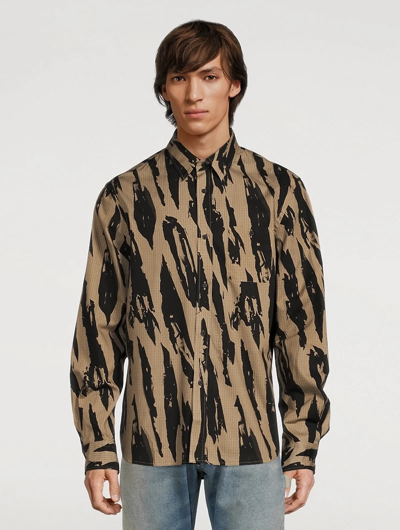 Pleat Camo Cotton Shirt
