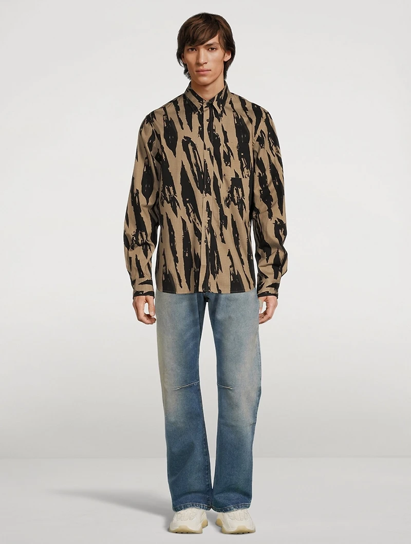 Pleat Camo Cotton Shirt