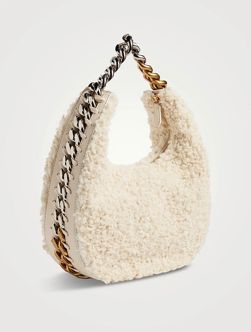 Small Frayme Faux Shearling Chain Shoulder Bag