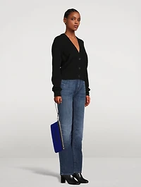 Felt And Leather Rive Gauche Zippered Pouch