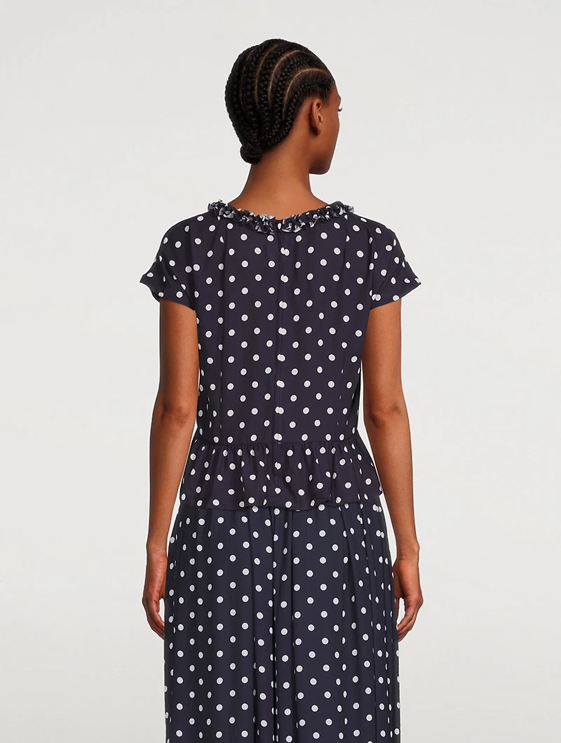 Ruffled Blouse Polka Dot Print