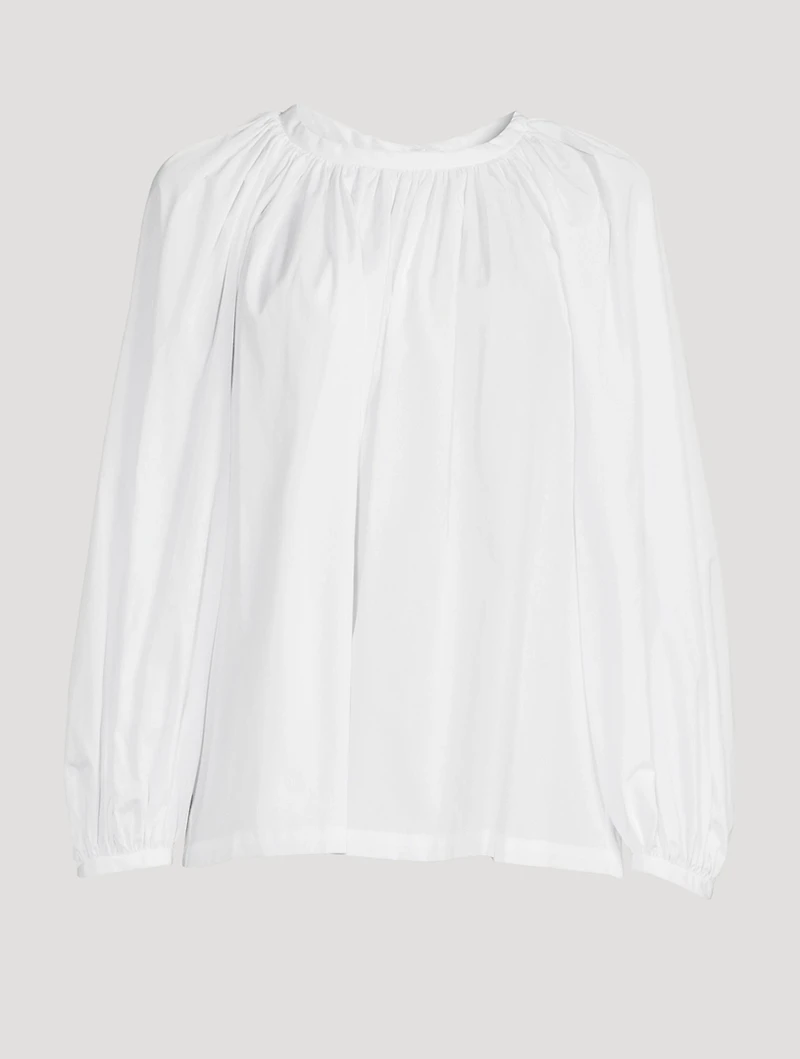 Ruched Cotton Peasant Blouse