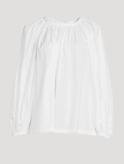 Ruched Cotton Peasant Blouse