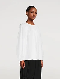 Ruched Cotton Peasant Blouse