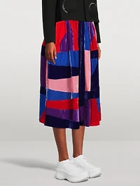 Patchwork Velvet Midi Skirt