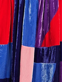 Patchwork Velvet Midi Skirt