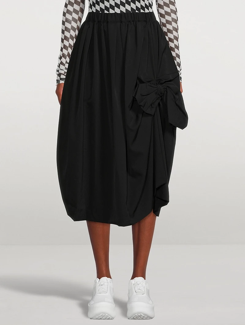 Bow Wool Midi Skirt