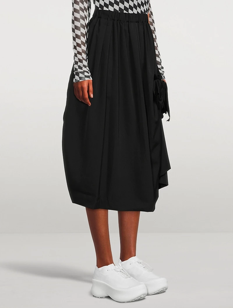 Bow Wool Midi Skirt