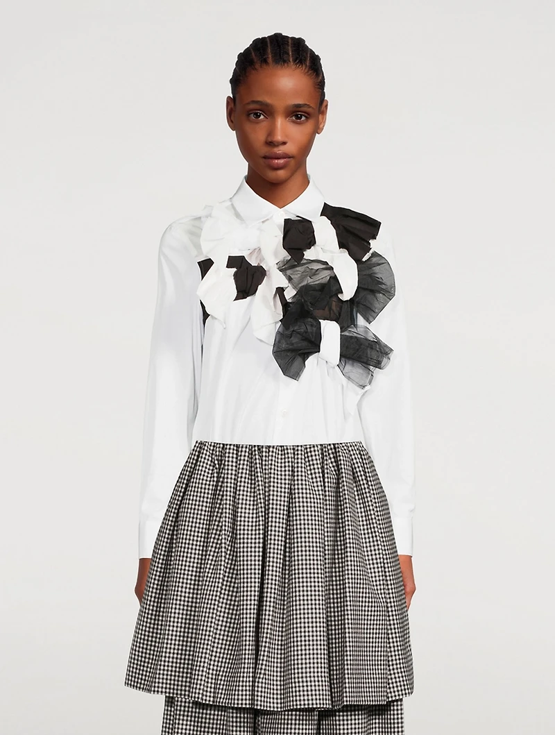 Cotton Shirt With Bow Appliqué