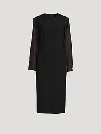 Exposed-Seam Wool Midi Dress