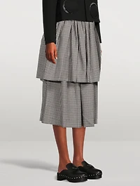 Layered Wool Midi Skirt Gingham Print