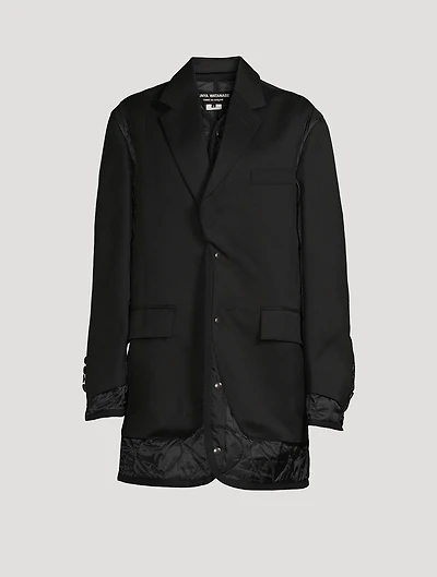 Wool Gabardine Blazer With Quilted Detail
